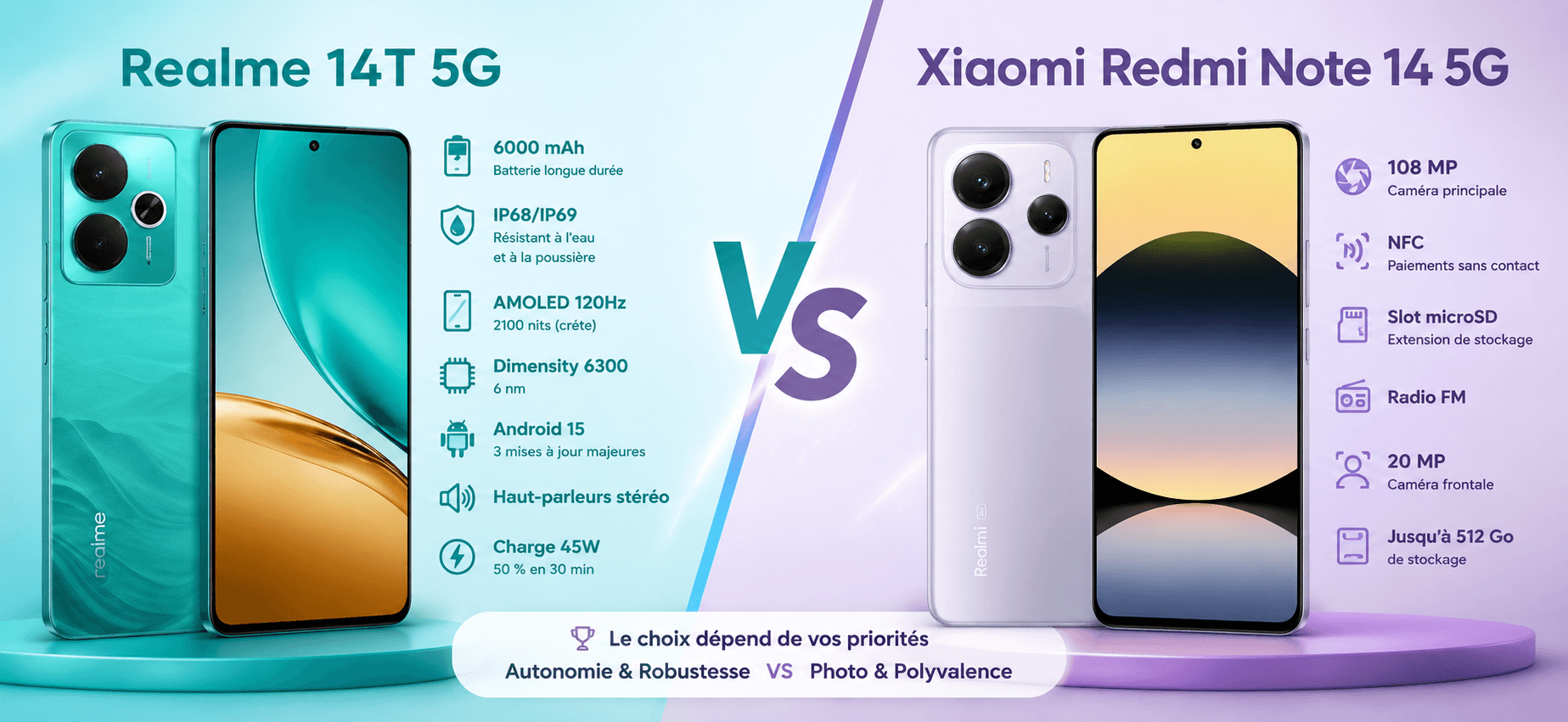 Realme 14T 5G أم Redmi Note 14 5G: أيهما أفضل؟